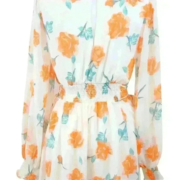 Free People Floral Chiffon Fit & Flare Mini Dress – Size Small - Picture 7 of 9